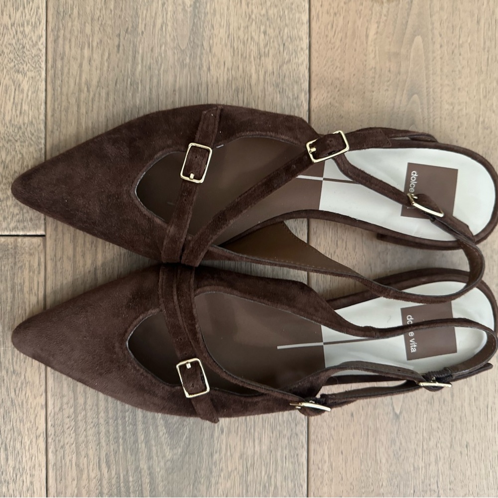 Dolce Vita Brown Flats with Gold Buckles